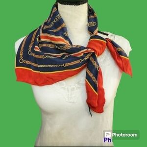 FELICIANI Equestrian Chain Belt Pattern Chic Fashion Scarf Neckerchief